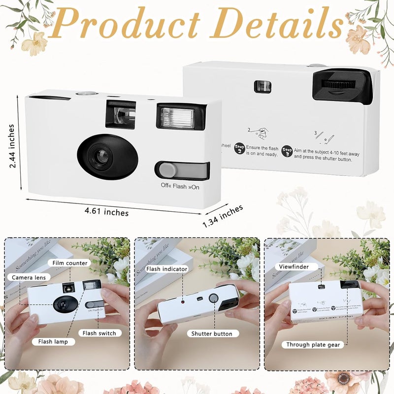 Entallor 12 Pack Disposable Cameras for Wedding Bulk, 35mm White Single-Use Film Cameras with Flash, One Time Cameras for Birthday Party Baby Shower Gathering Wedding Travel, lSO 400 Film,17 Exposures - Image 4